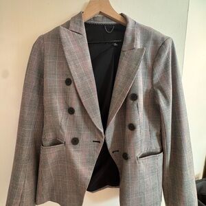 Banana Republic Gray Double-Breasted Blazer